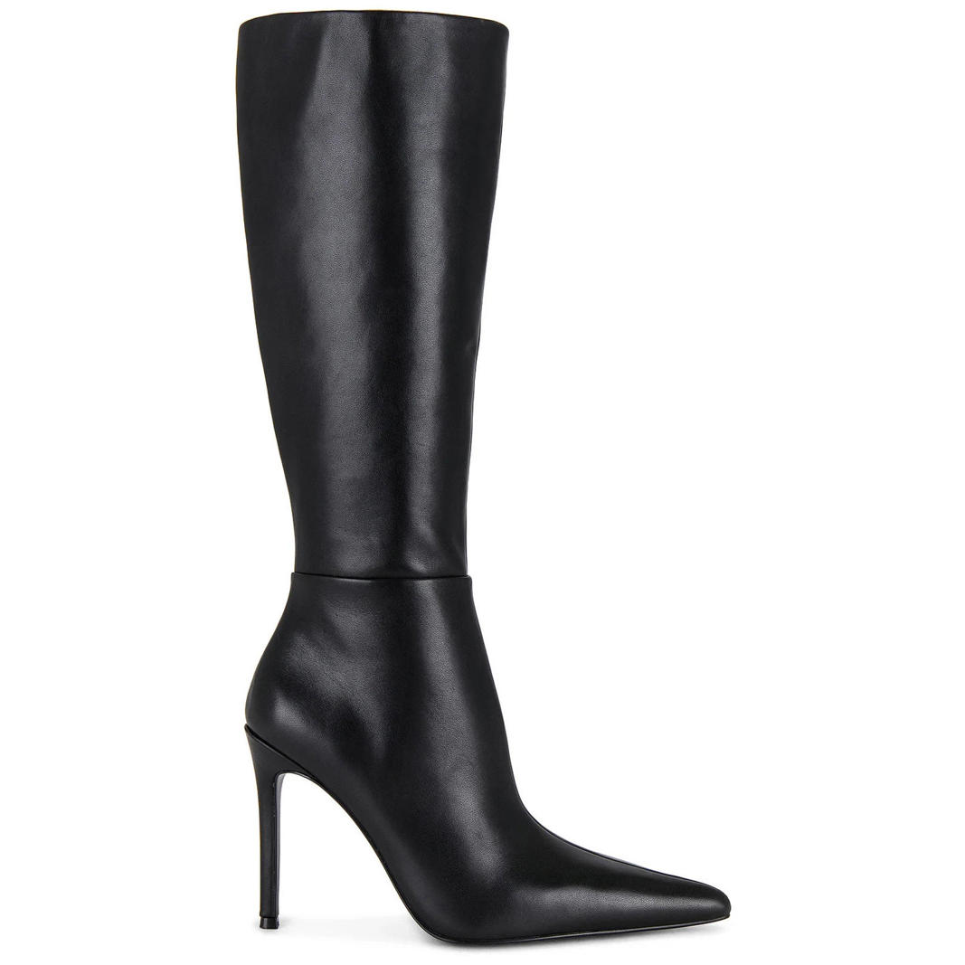 Raye Elsie Leather Mid Zip Boot Black 4" Heel Size 10 Nib $328msrp